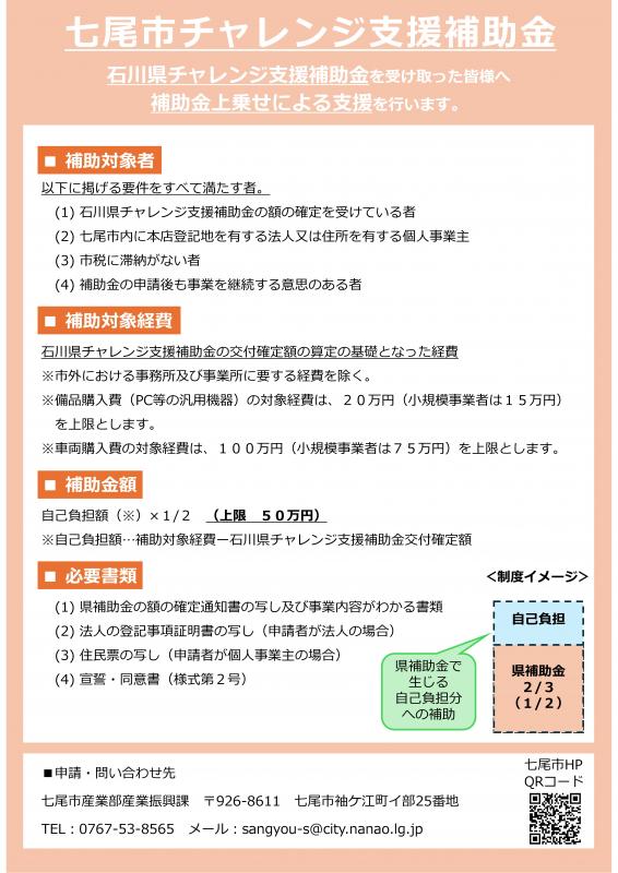 チラシ（チャレンジ支援補助金）